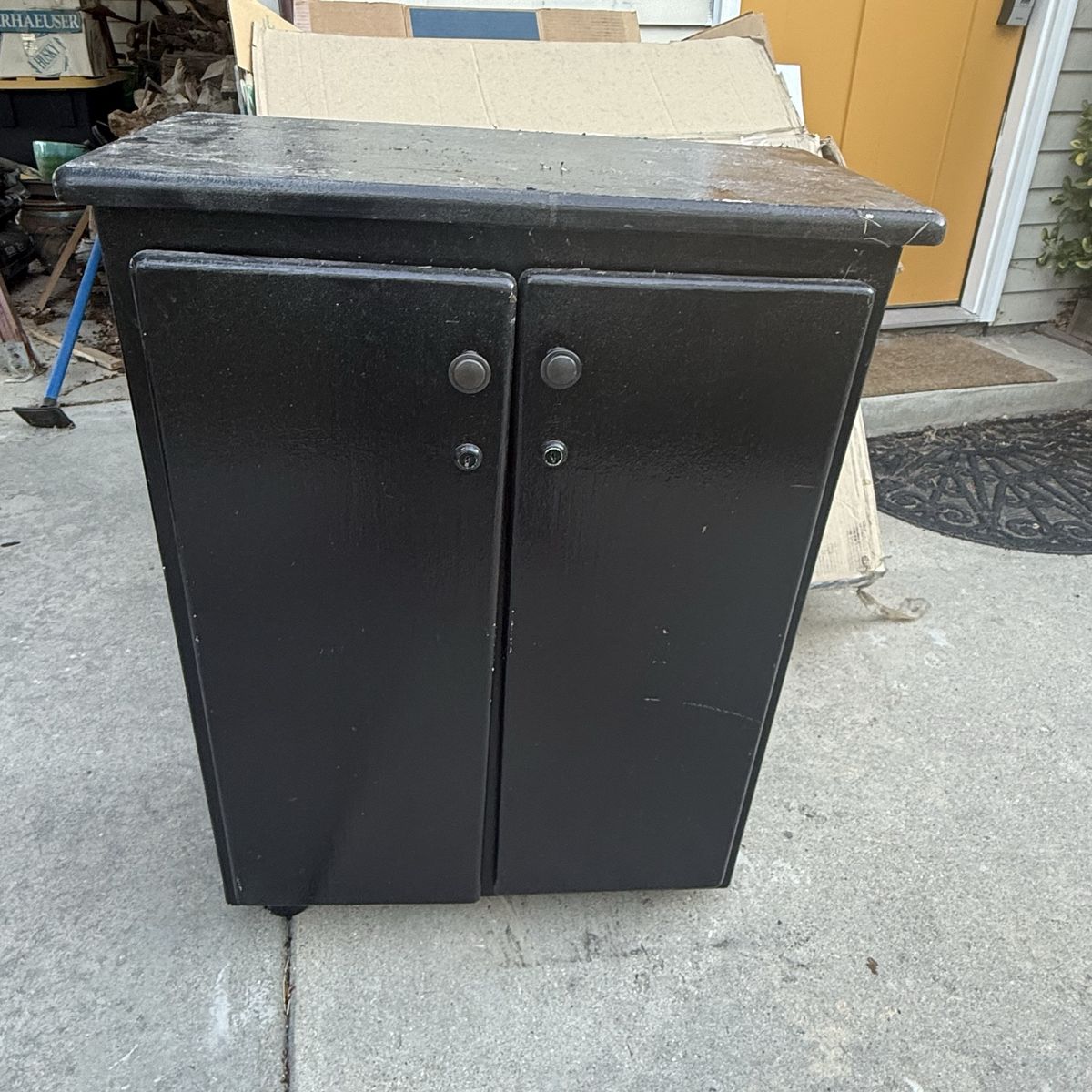 Black Two-Door Storage Cabinet with Knobs - Used