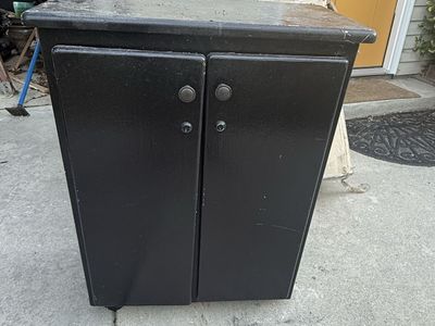 Black Two-Door Storage Cabinet with Knobs - Used