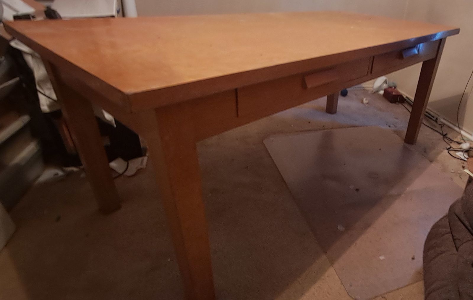Large Solid Oak Library Table / Computer Desk 