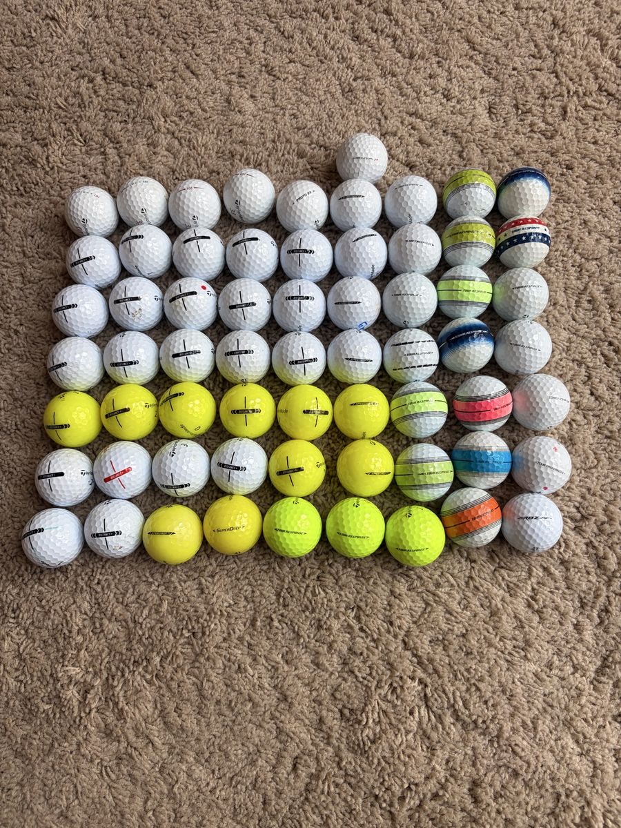 Lot of 64 TaylorMade Golf Balls Tour Response SpeedSoft Distance Mix Used