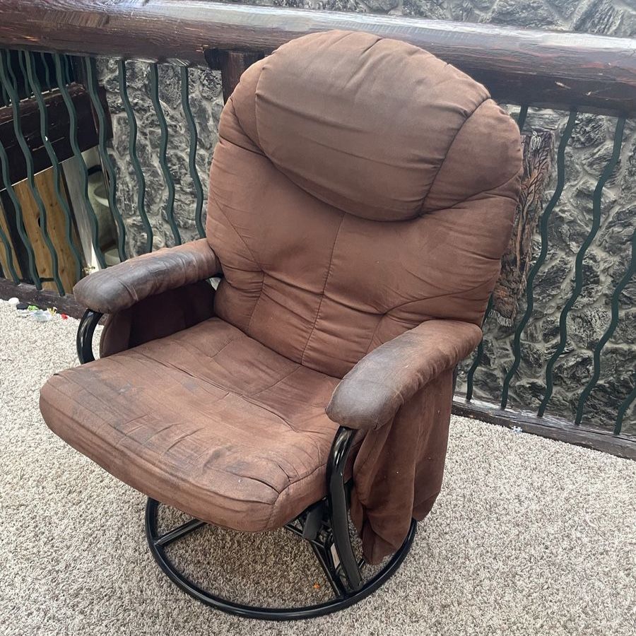Brown Glider Rocker Recliner Chair - Upholstered Swivel Base for Living Room/Nursery