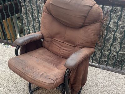 Brown Glider Rocker Recliner Chair - Upholstered Swivel Base for Living Room/Nursery