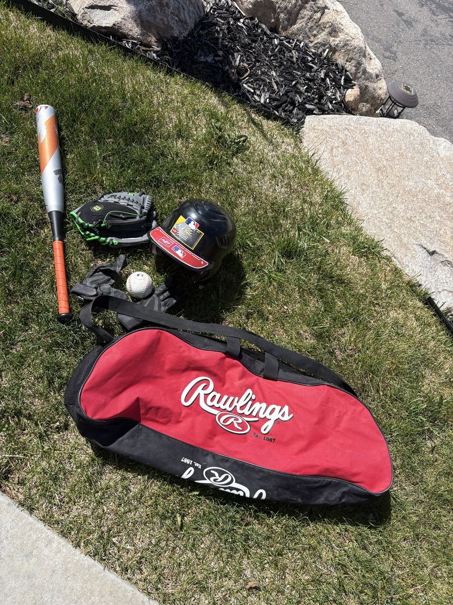 Baseball Equipment Set: Bat, Glove, Helmet, Bag, Ball & Gloves - UsedGood