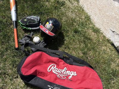 Baseball Equipment Set: Bat, Glove, Helmet, Bag, Ball & Gloves - UsedGood