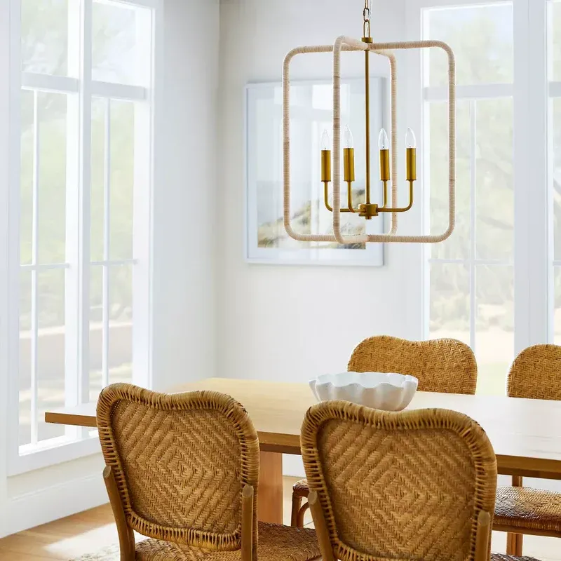 Rattan Lantern Ceiling Pendant Brass - Threshold™ designed with Studio McGee (HH1)