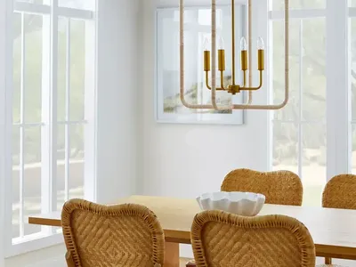 Rattan Lantern Ceiling Pendant Brass - Threshold™ designed with Studio McGee (HH1)