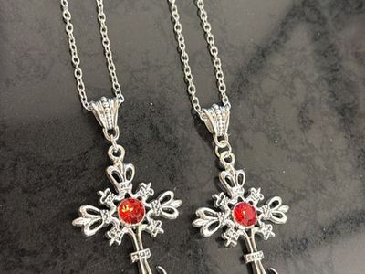 Red Gem Cross Necklace Set (2)