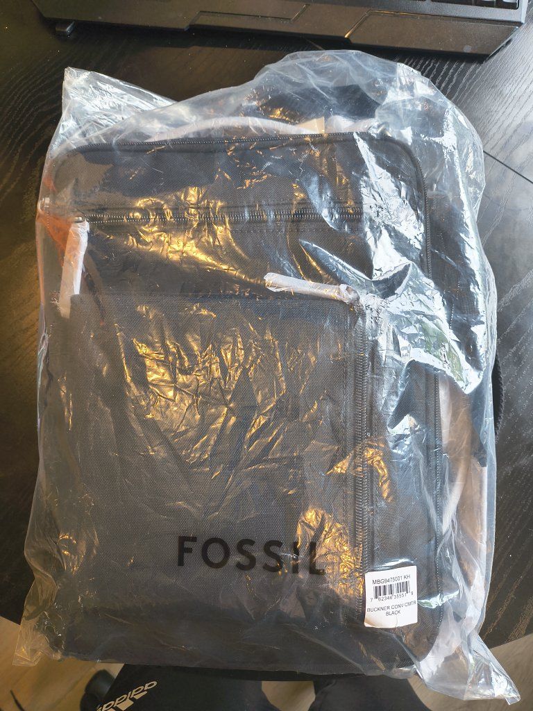 Fossil Buckner Convertible Commuter Bag MBG9475001 - Black, 3-Way Carry, NWT