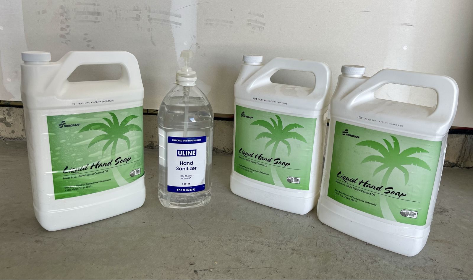 Skilcraft Liquid Hand Soap 1 Gallon Jugs and Uline Hand Sanitizer Bottle Lot