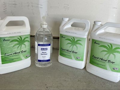 Skilcraft Liquid Hand Soap 1 Gallon Jugs and Uline Hand Sanitizer Bottle Lot