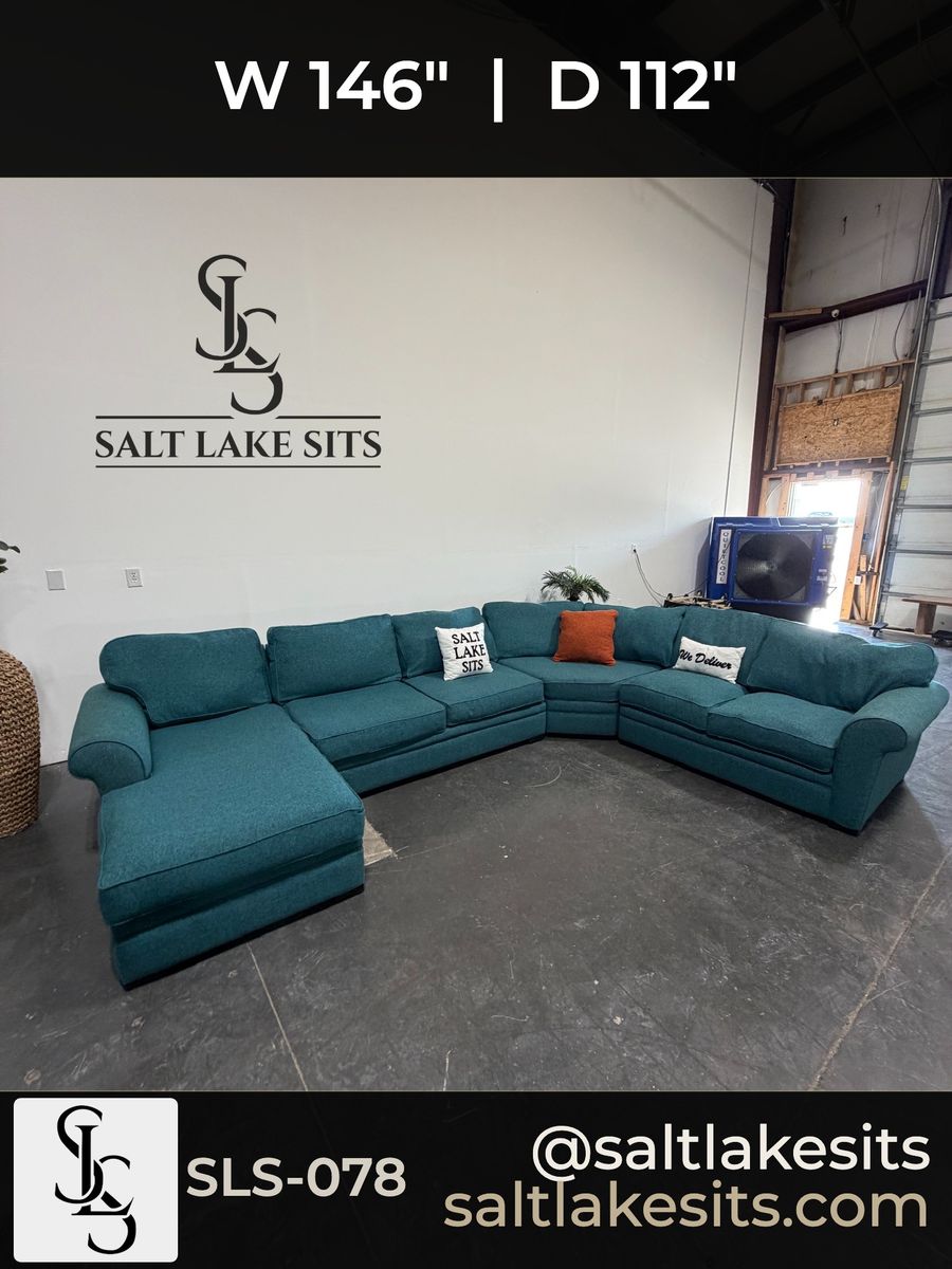 Large Teal U-Shape Sectional Sofa Couch
