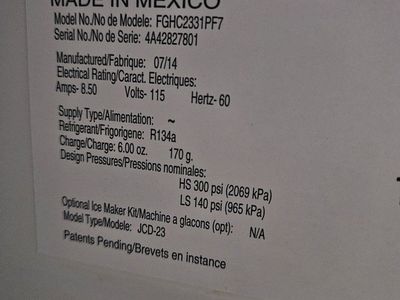 Frigidaire Gallery FGHC2331PF7 Side-by-Side Refrigerator with Ice Maker, Stainless Steel
