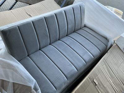 Gray Velvet Convertible Sofa Sleeper