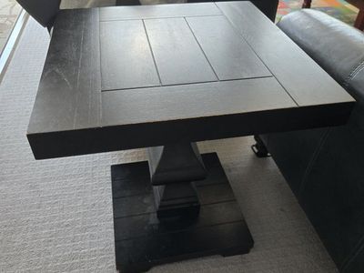 2 Dark Wood Square Pedestal End Table - Used Good Condition