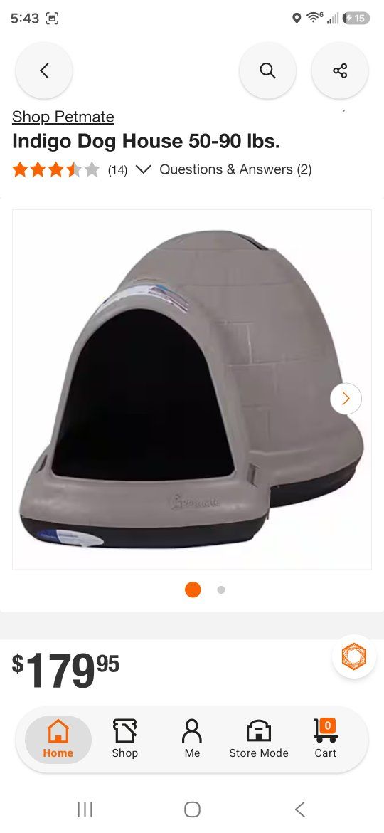 Petmate Indigo Dog House for 50-90 lbs Dogs - Weather-Resistant Igloo Style
