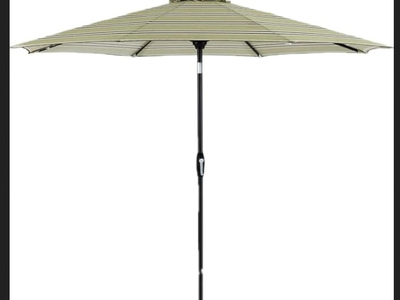 Tempera California 9' Grass Stripe Outdoor Patio Umbrella, New