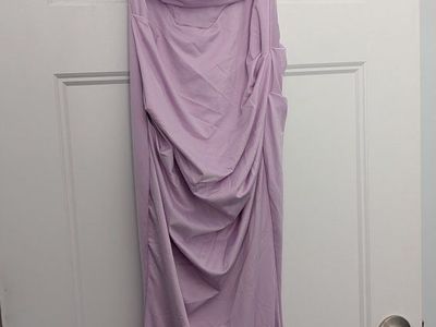 Lavender XS Draped Maxi Dress - Polyester, Adjustable Straps, Cowl Neck