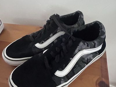 Vans Old Skool Black & White Pattern Skate Shoes Men's Size 5