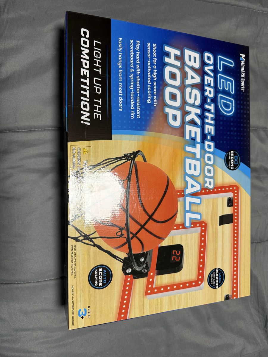 MinnARK Sports LED Over-The-Door Basketball Hoop Set with Electronic Scoreboard