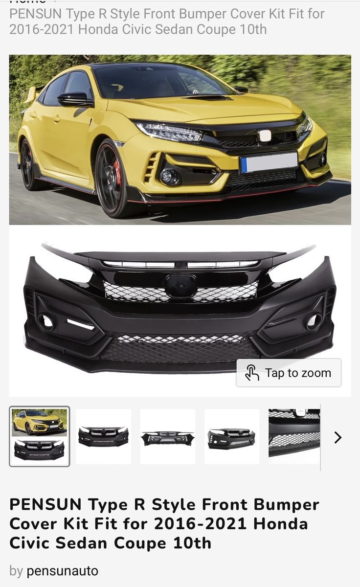 NEW , 2016-2021 Honda Civic Type R Front Bumper 10th Generation