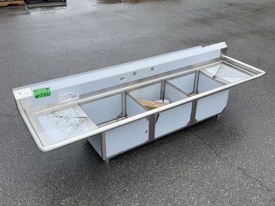 TEELTON Commercial 3 Compartment Sink 19” 18-gauge Stainless Steel 522CS31818LR