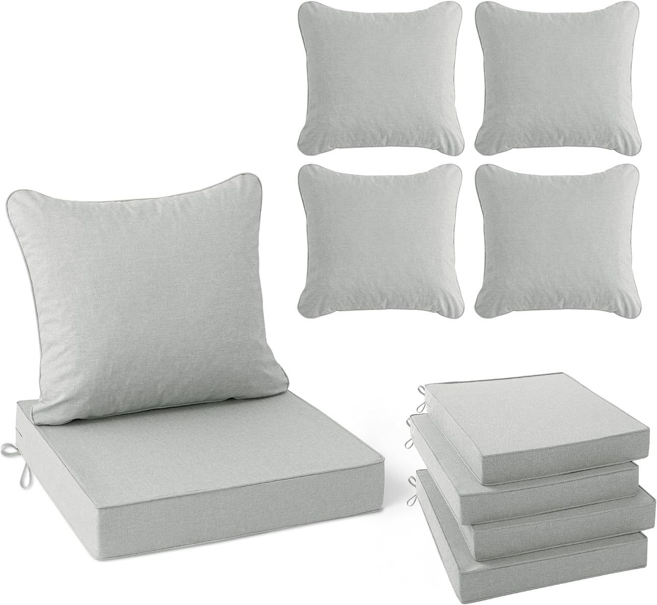 NEW 22x22x3 Patio Cushions for Outdoor Furniture, Faux Linen Water Resistant Backrest