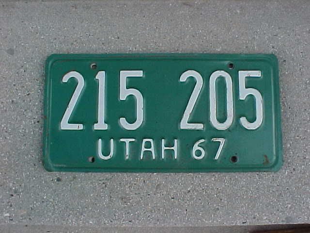 1967 single utah license plate