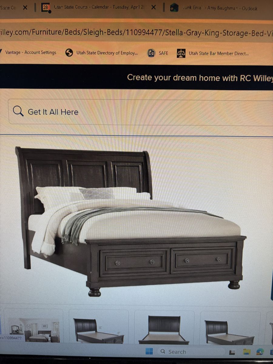 Stella Gray King Storage Bed and Dresser