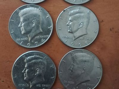 Kennedy Half Dollars - Collectible US Coins (7 Coins Total)