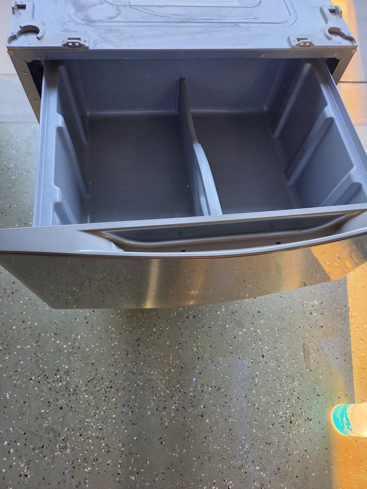 Set of 2 Washer and Dryer Storage Pedestal Drawers - Stainless Steel