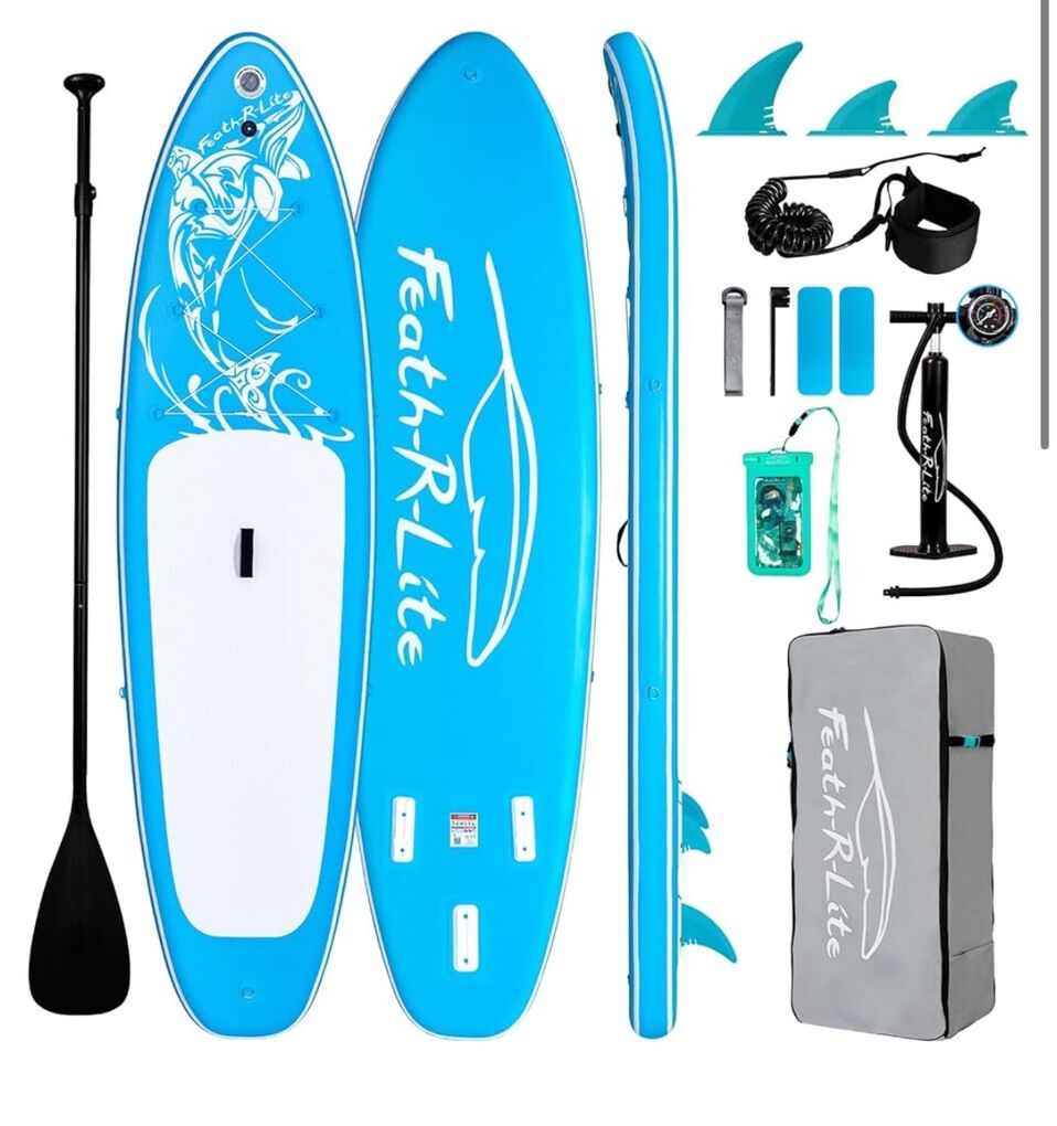Brand New Inflatable Stand Up Paddle Board Bundle- Still Factory Sealed Whale Blue
