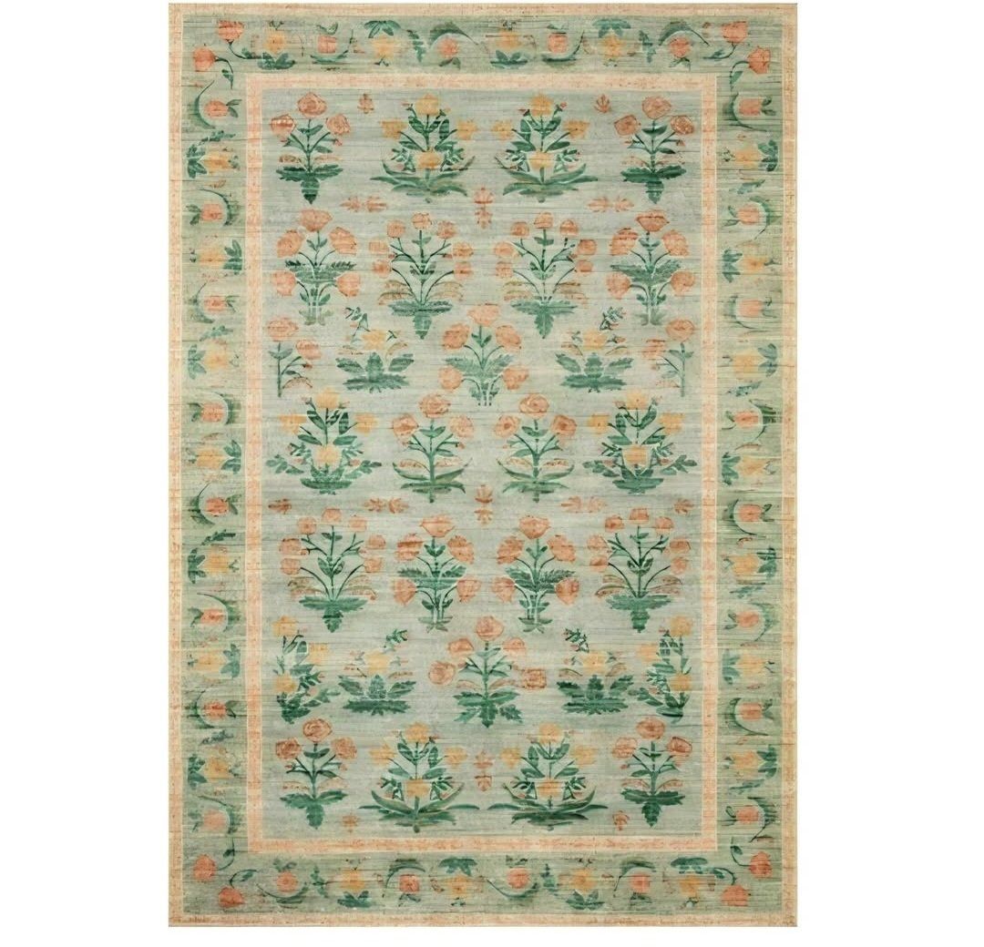 Loloi Rifle Paper Co. Eden Collection EDE-01 Mughal Rose Moss 8'-6" x 11'-6" Area Rug feat. CloudPile™