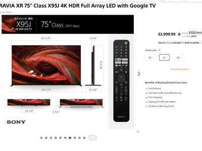 Sony BRAVIA XR X95J 75" 4K Full Array LED Smart TV with Google TV