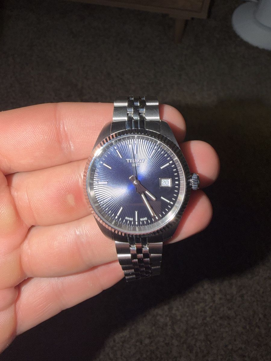 Tissot 1853 Ballade Blue Dial Fluted Bezel Stainless Steel Watch