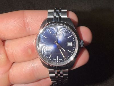 Tissot 1853 Ballade Blue Dial Fluted Bezel Stainless Steel Watch