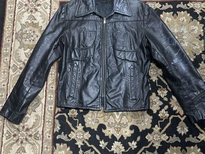 Vintage Black Genuine Leather Women's Zip-Up Jacket - Size 38