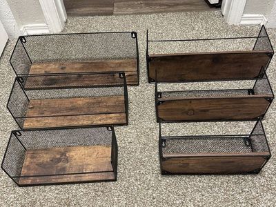 Rustic Industrial Wall Shelves Set of 6