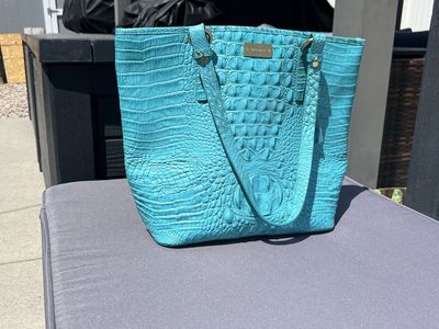Turquoise Authentic Brahmin Leather Tote – Excellent Condition