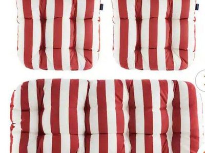 New Red and White Striped Outdoor 3 Piece Cushion Set