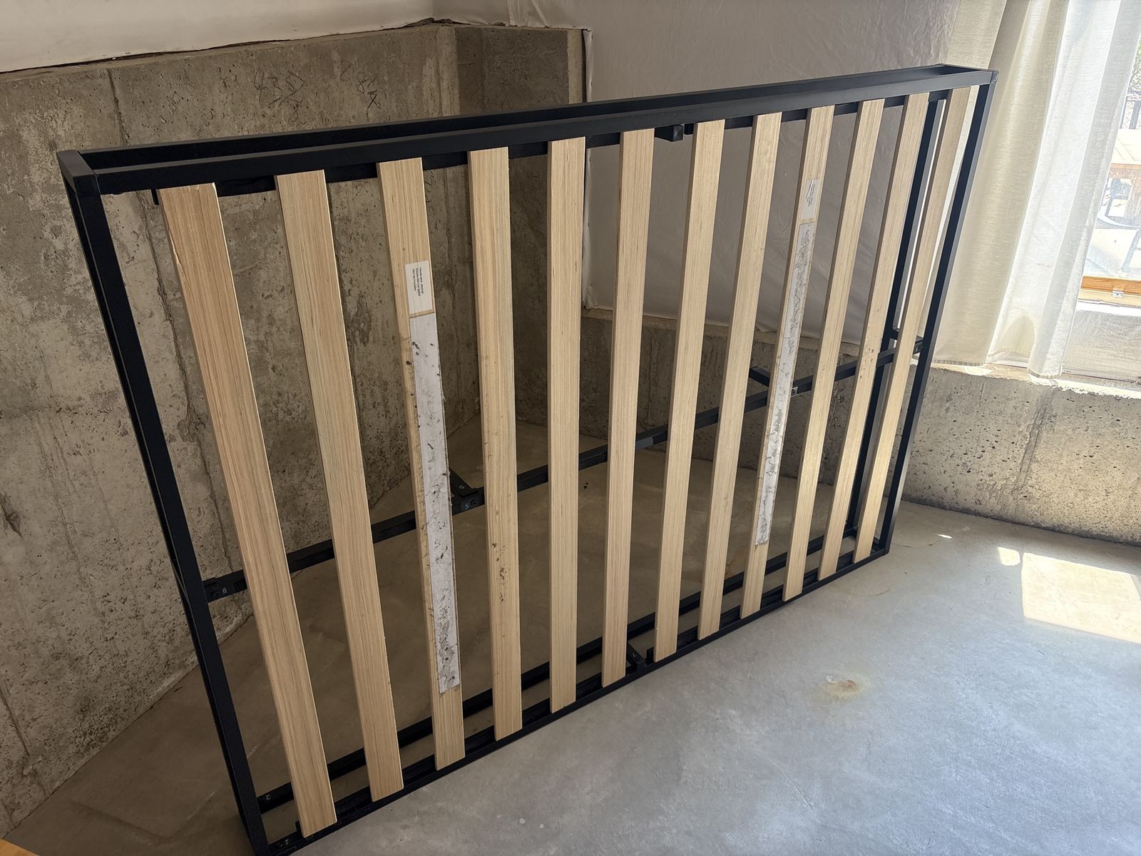 Black Metal Bed Frame with Wood Slats - Full Size - Sturdy Support