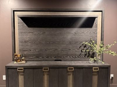Parker House Custom Built-in Media Console & TV Wall Unit - Dark Wood Finish, Modern Design