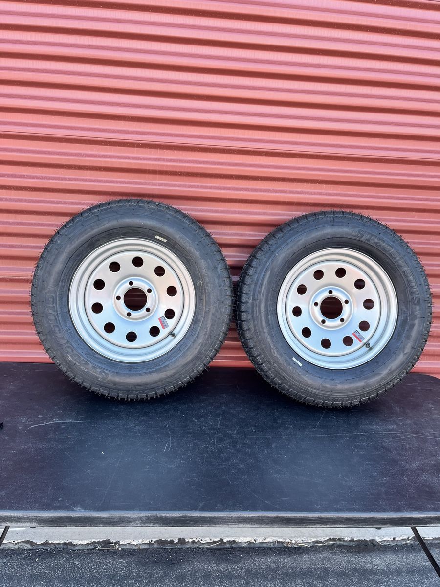 New Set ST 205/75 D 15 Trailer Tires with Rims