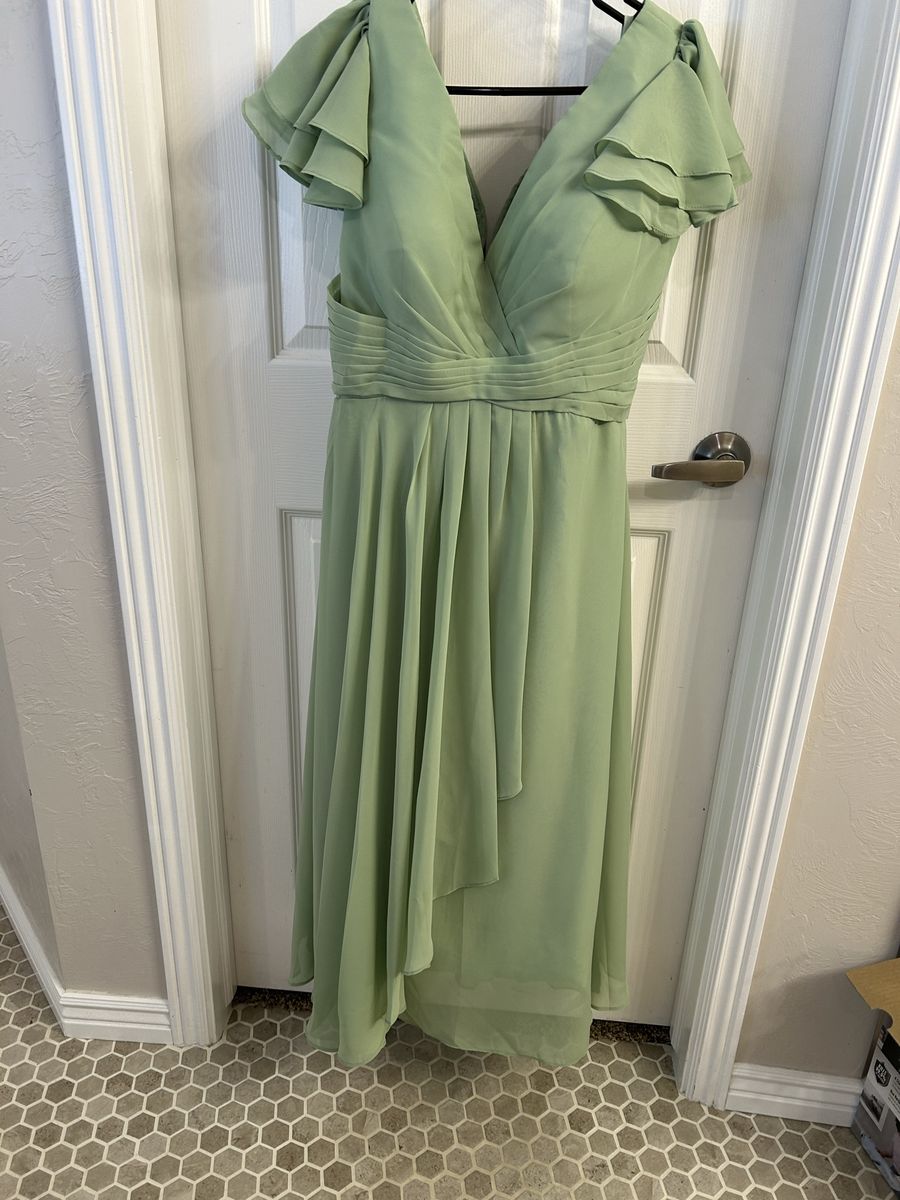 Formal Sage Tea Length Dress