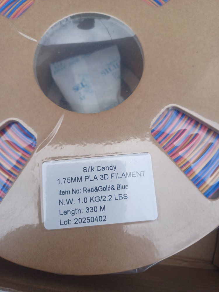 Silk Candy 1.75MM PLA 3D Printer Filament - Red, Gold, & Blue - 1.0 KG / 2.2 LBS, 330 M