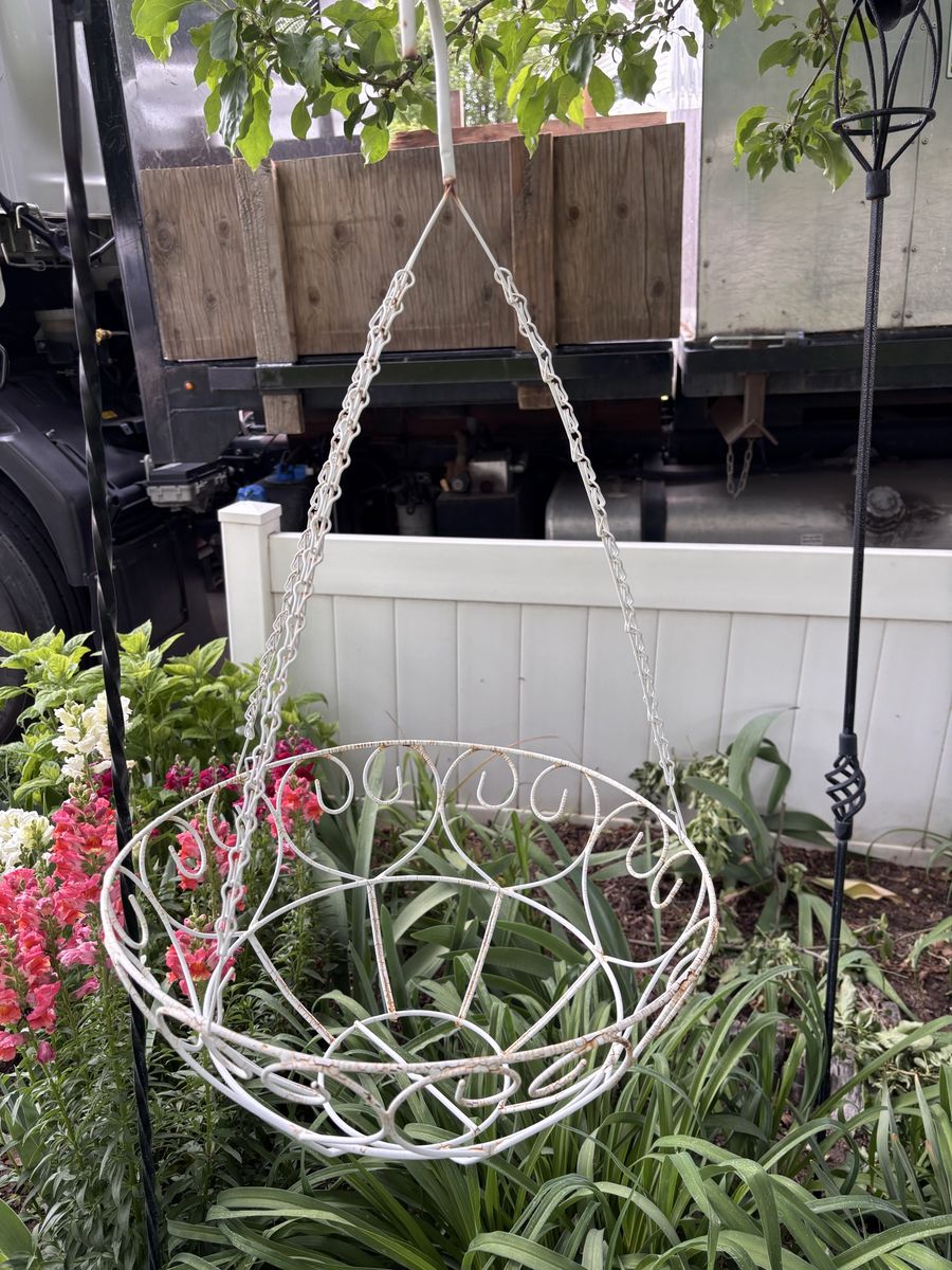 Darling White Hanging Planter Basket 16” 3 Available