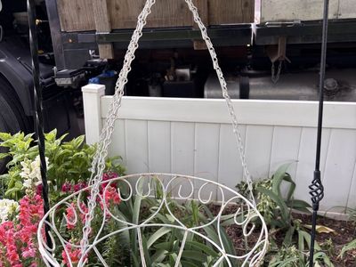 Darling White Hanging Planter Basket 16” 3 Available