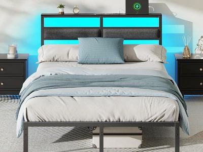 Qty-2 **Full** Metal Platform Bed Frame w/Lights