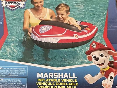 SwimWays Paw Patrol Marshall Inflatable Vehicle Pool Float for Kids, 32 x 27 inches