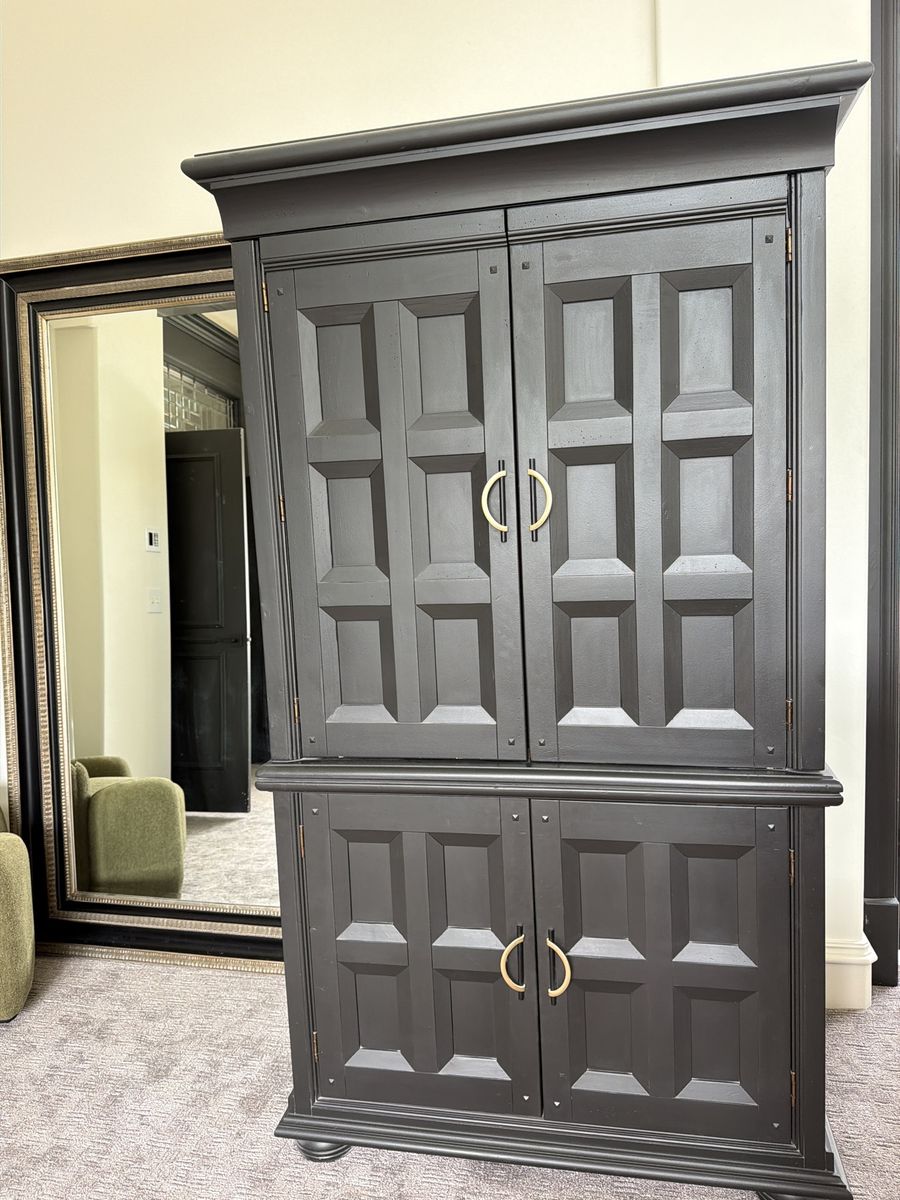 Black Wooden Armoire Cabinet with Gold Pulls - Storage for Any Room