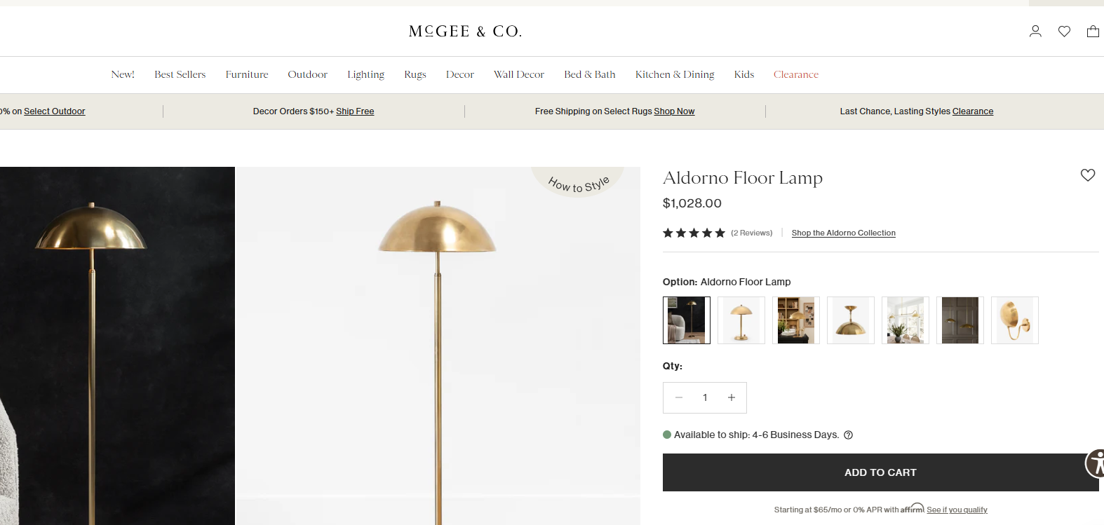 MCM-style Brass Lamp - McGee & Co